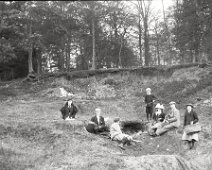 Group of own children in sandpit Sedgeford Hall Original caption: Group of own children in sandpit
