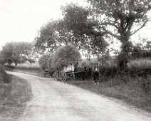 Hay carts Bottom of Sedgeford cemetery hill (west) Original caption: Hay carts