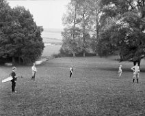 Family playing golf in park Sedgeford Hall park Original caption: Family playing golf in park