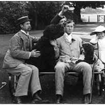 Mr. Hunt, Donald & Helen at Sedgeford Hall Original caption: Mr. Hunt, Donald and Helen
