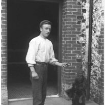 William & Dog at Sedgeford Hall Original caption: William and Dog