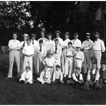 2 cricket teams, 1896 Original caption: 2 cricket teams, 1896