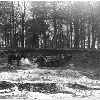 Cart and men in the sandpits Sedgeford Hall Original caption: Cart and men in the sandpits