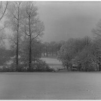 View of hill in park from cornfield gate Original caption: View of hill in park from cornfield gate