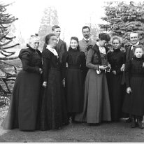 Family group on lawn at Hart Hill Original caption: Family group on lawn