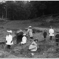 Children in sandpit Original caption: Children in sandpit