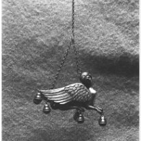 Silver angel with 5 bells Original caption: Silver angel with 5 bells