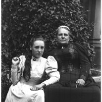 Edith Simmons and a girl at Etherton Lawn Original caption: Edith Summers and a girl