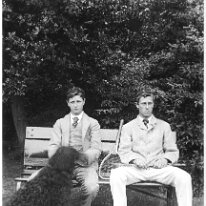 Reggie and Donald with dogs Original caption: Reggie and Donald with dogs
