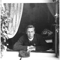 Donald at drawing room window Original caption: Donald at drawing room window