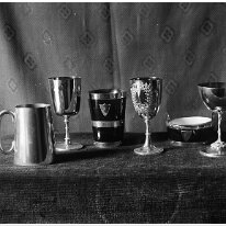 Trophies on table Original caption: Trophies on table