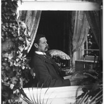 Father in window Sedgeford Hall Original caption: Father in window (cropped)