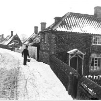 Fring Lane near Cole Green, Sedgeford Fring road Original caption: Village St, with snow
