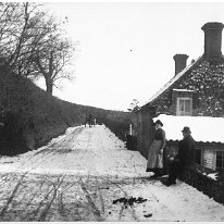 Fring Lane near Cole Green Sedgeford Original caption: Village St. with snow