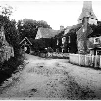 St. John the Baptist church, Barham, Kent Original caption: Village street with church
