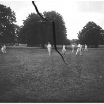 Cricket match. Heacham v Sedgeford. All over. Original caption: Cricket match. Heacham v Sedgeford. All over