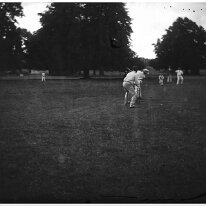 Cricket match. Walter and Frank in together Holcombe Ingleby keeping wicket Original caption: Cricket match. Walter and Frank in together