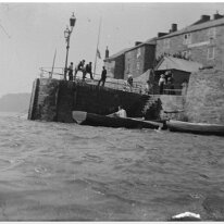 The Ferry Inn and Salcombe landing Original caption: Jetty from a boat