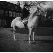 Girl on a moving horse Sedgeford Hall Original caption: Girl on a moving horse