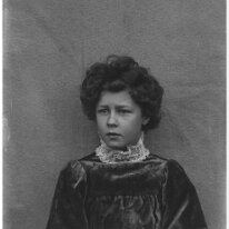 Gertie in velvet dress Original caption: Gertie in velvet dress
