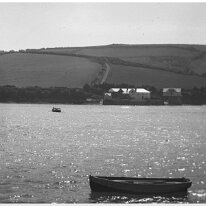 View across Salcombe Harbour to Ferry House Original caption: View of coastline