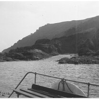 Splat Cove, Salcombe Original caption: View of shore line from boat