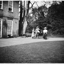 Group with donkey cart Sedgeford Hall Original caption: Group with donkey cart
