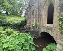 The undercroft is built over the Skell, Fountains Abbey