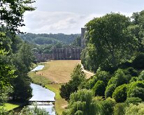 View along the Skell to Fountains Abbey from Anne Boleyn's Seat