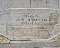 Marker stone for Merville communal cemetery