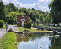 Approaching a lock near Frise on the Somme canal