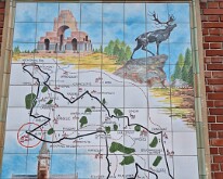 Ceramic panel on the train station