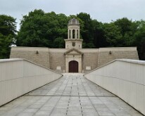 Entrance to the Delville Wood museum The walls alongside the walkway are inscribed with names of war dead of the South African forces