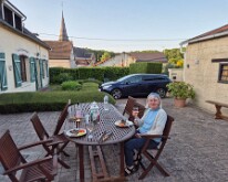 Wedding anniversary barbecue at La Clé des Champs, Longueval Delville wood in the background