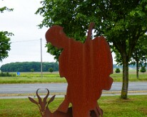 South African Scottish soldier iron cutout with Nancy, the battalion mascot springbok